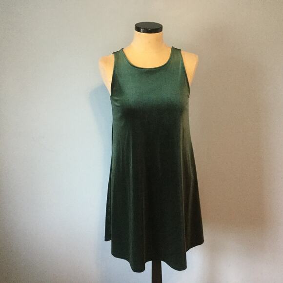 Old Navy Medium Swing Tank Dress Green Velvet - Picture 2 of 6